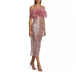 Bronx and Banco Coco x Afiya Feathered Sequin Midi-Dress size XS